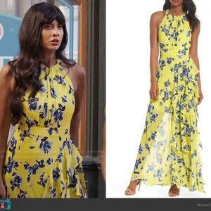 NWT Eliza J Halter Maxi Dress Yellow